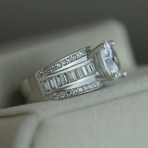 Luxury 925 Silver Wedding Engagement Sapphire Ring - Picture 5 of 6